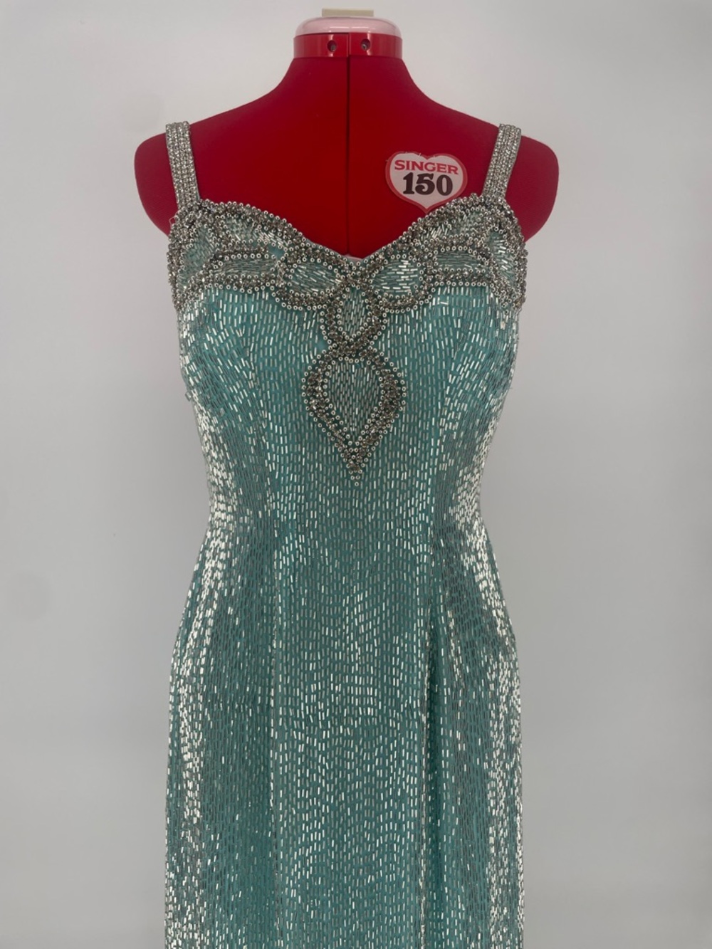 Temptations Sherri Hill Aqua Blue Heavily Beaded Mini Cocktail / Pageant Dress - Picture 4 of 17